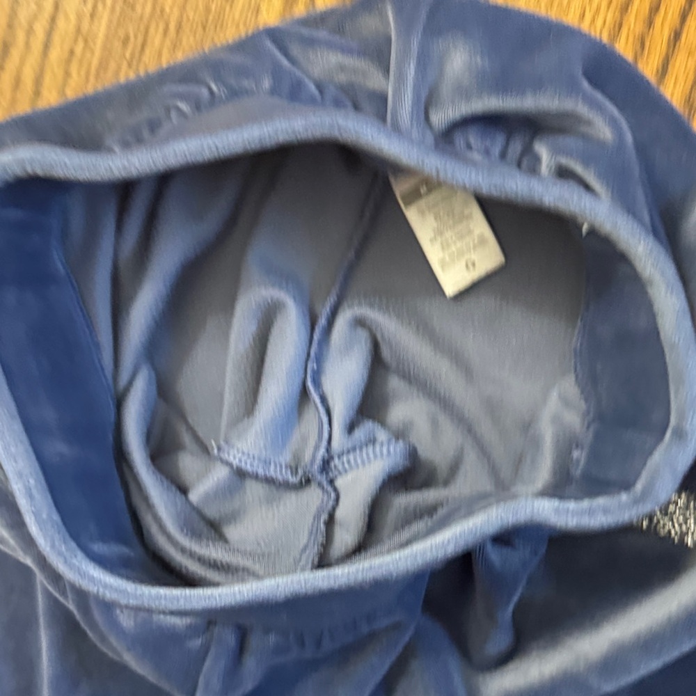 Y2K Limited Too Velour Sparkle Blue Track Pants SZ M (10) - Picture 4 of 5